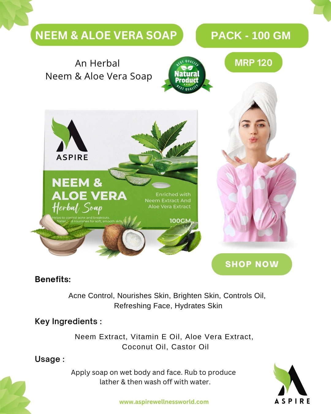 Neem & Aloe Vera Soap 100gm