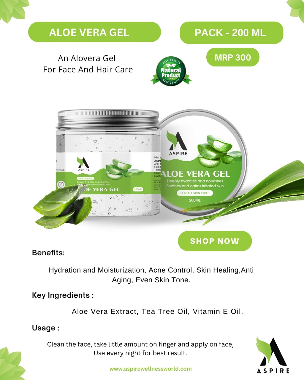 Aloevera Gel For Skin (Pack Of 2)